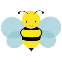 Happy blue winged bee poster